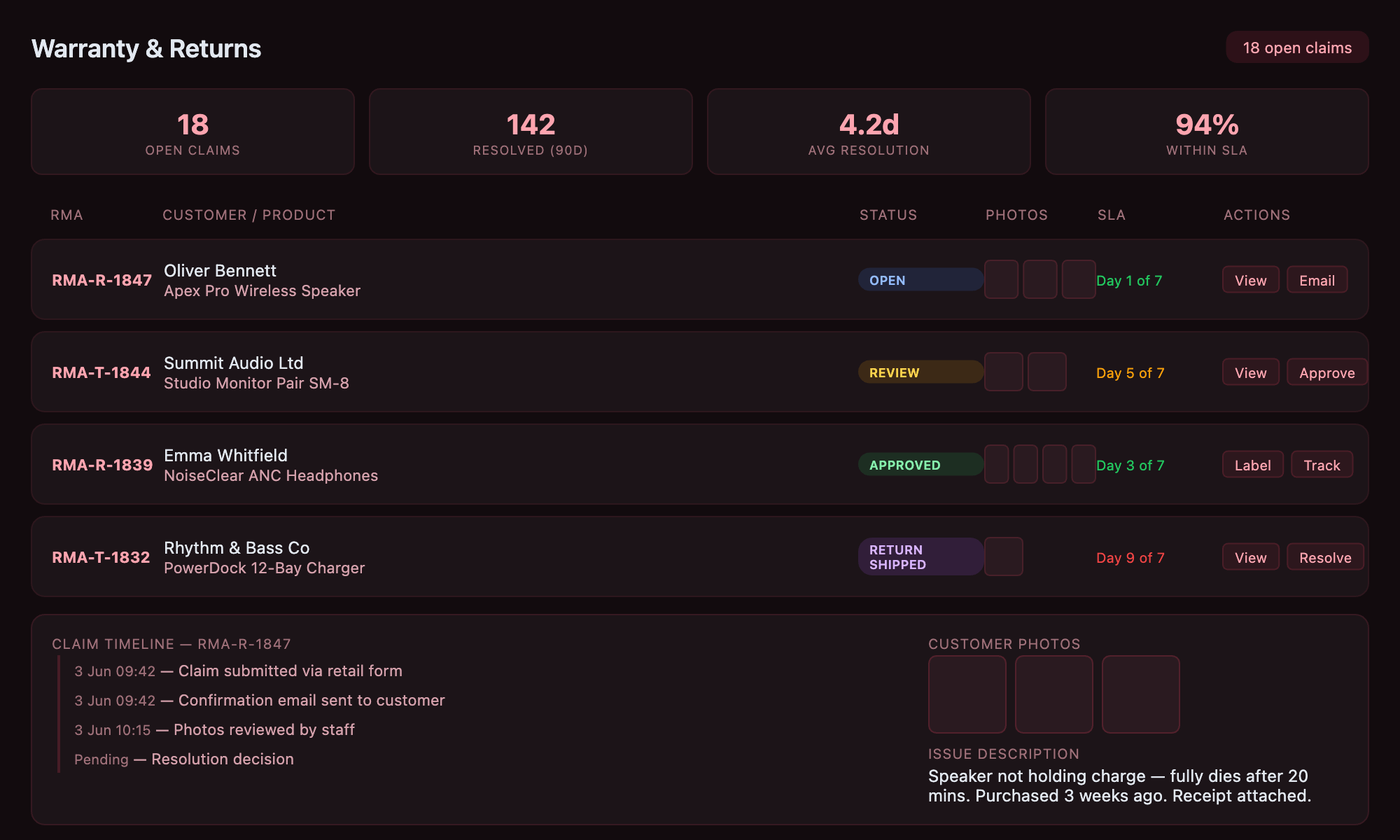 Customer-Facing System mockup screenshot